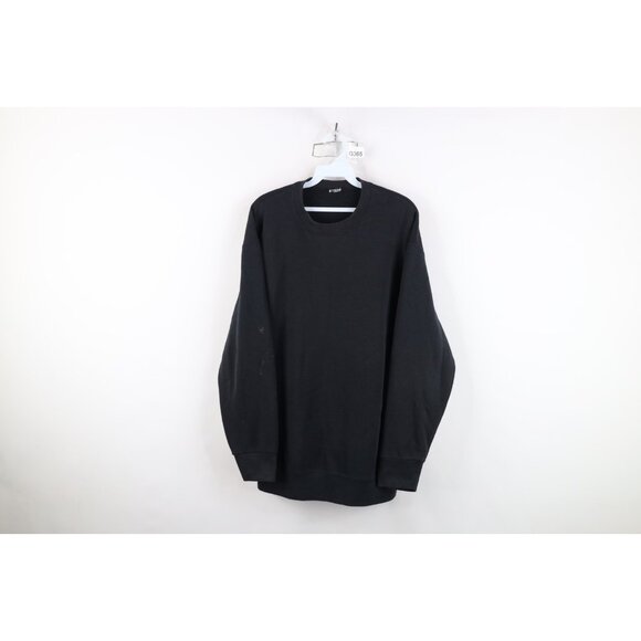 Vintage 90s Streetwear Mens XL Distressed Blank Crewneck Sweatshirt Black USA - Picture 1 of 16